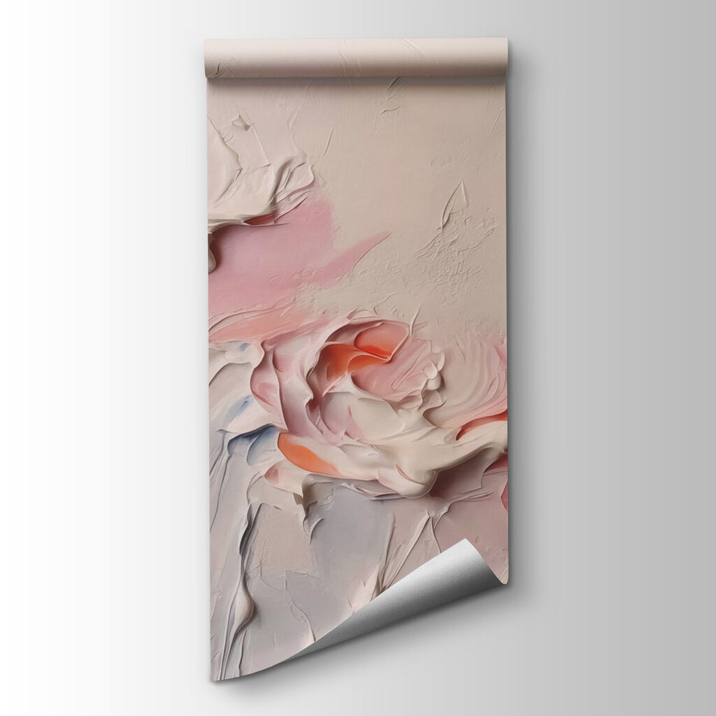 Schilderij van bloemen met witte en roze verf — productweergave