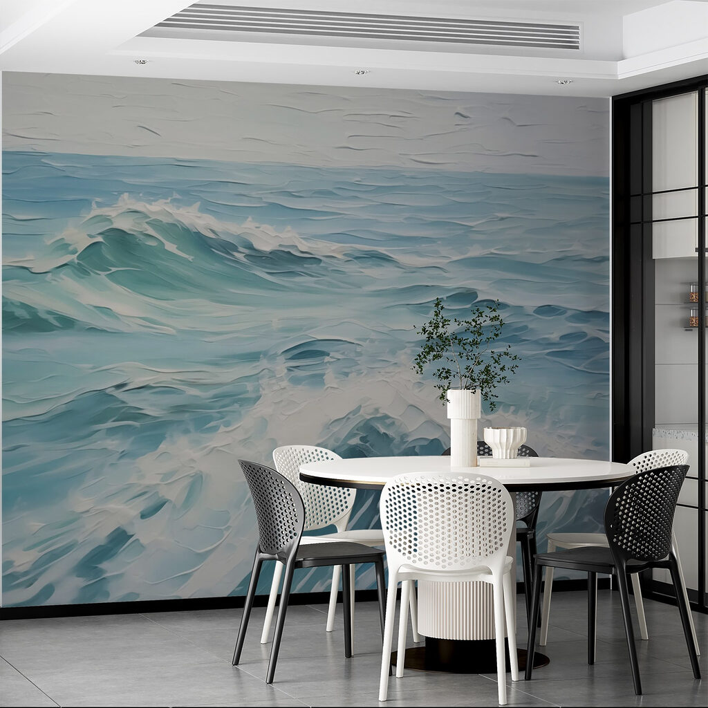 Turquoise branding in verf — interieur 1