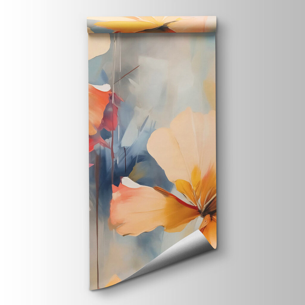 Oranje bloemen op blauw — productweergave