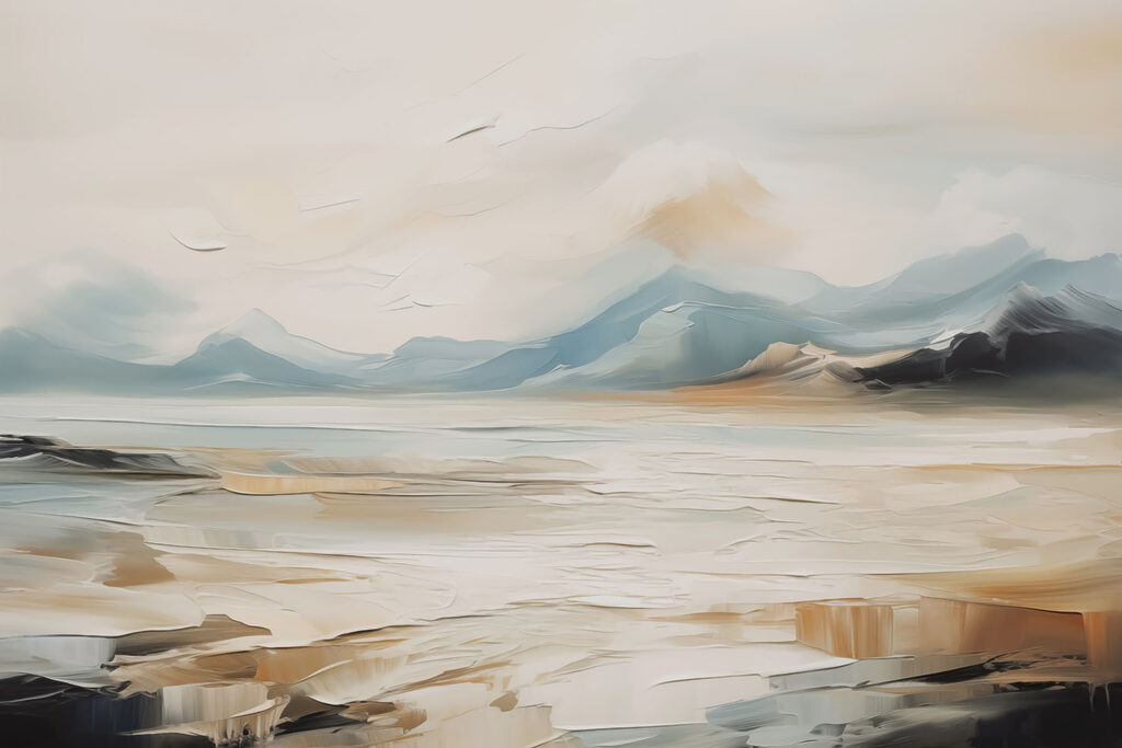 Stille kust in penseelstreken — volledig ontwerp