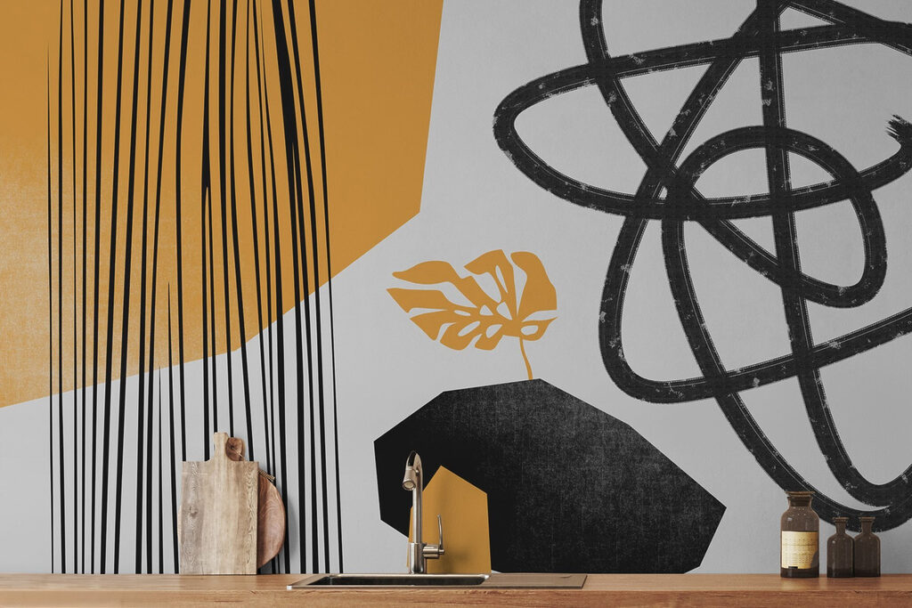Oker tussen zwarte strepen — interieur 2