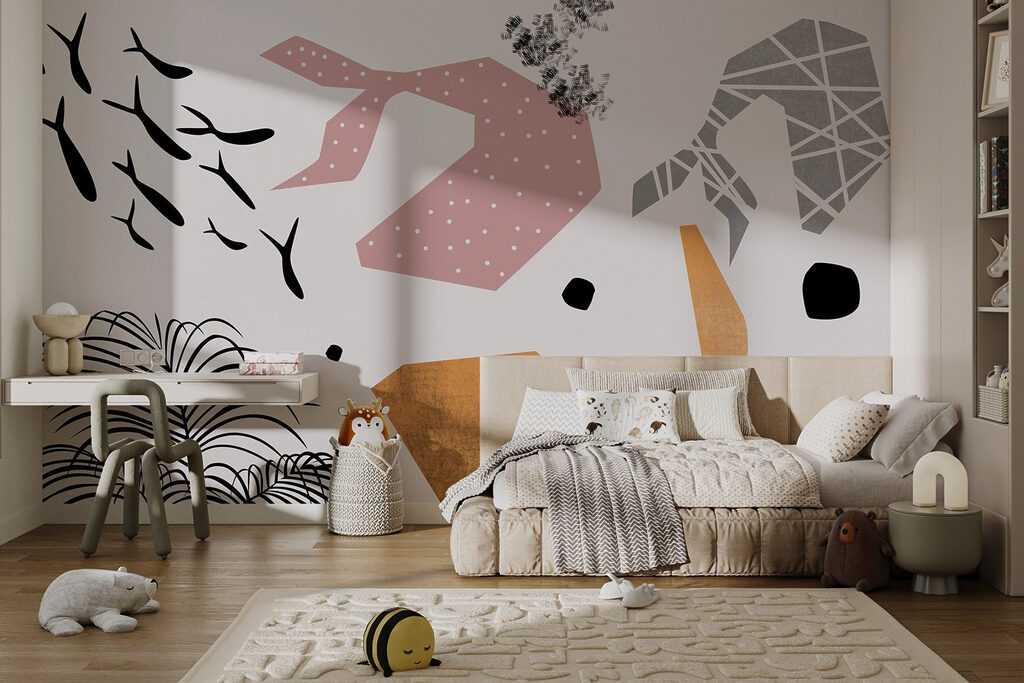 Palmlijnen over roze vlakken — interieur 2