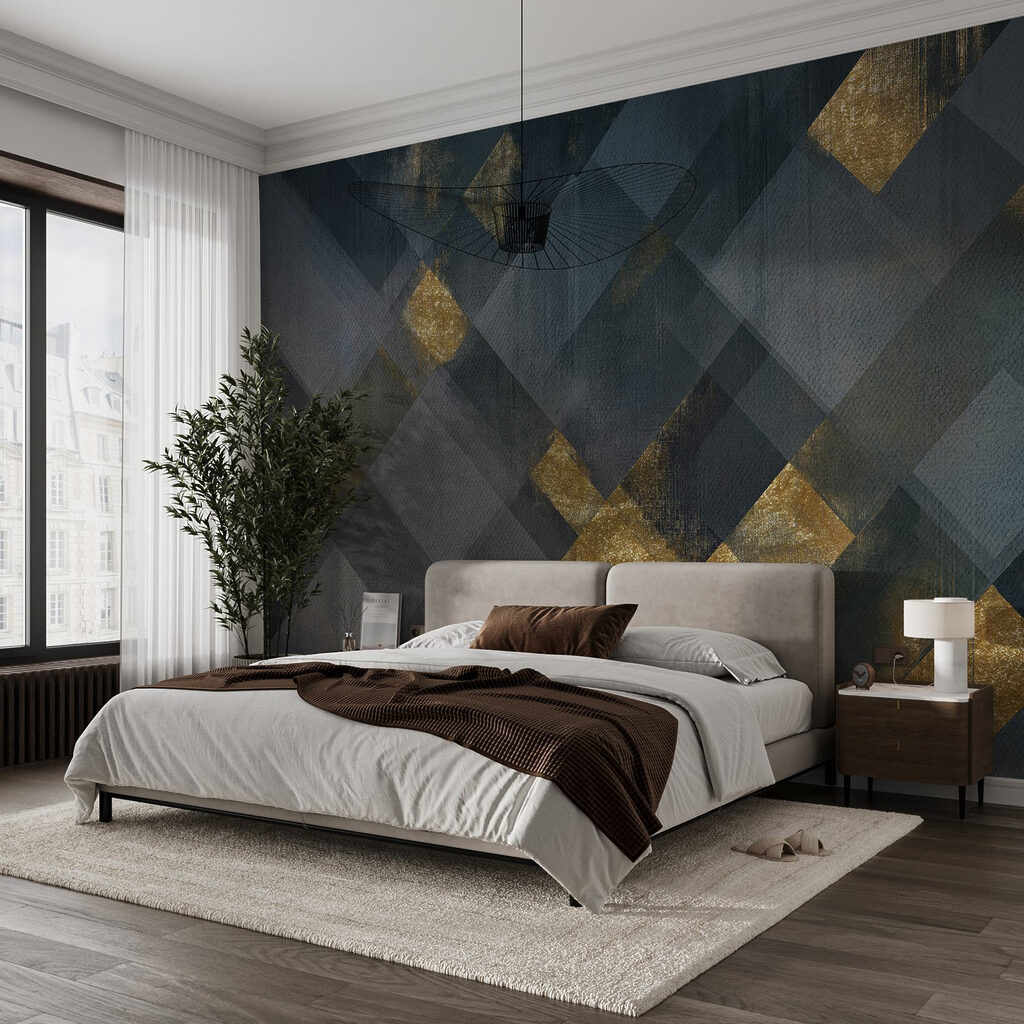 Blauwe vlakken met goud — interieur 1
