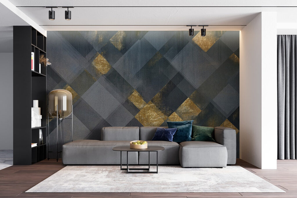 Blauwe vlakken met goud — interieur 3