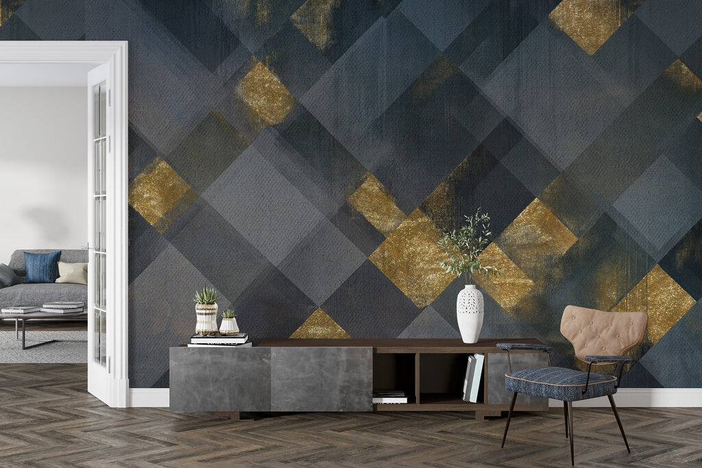 Blauwe vlakken met goud — interieur 5