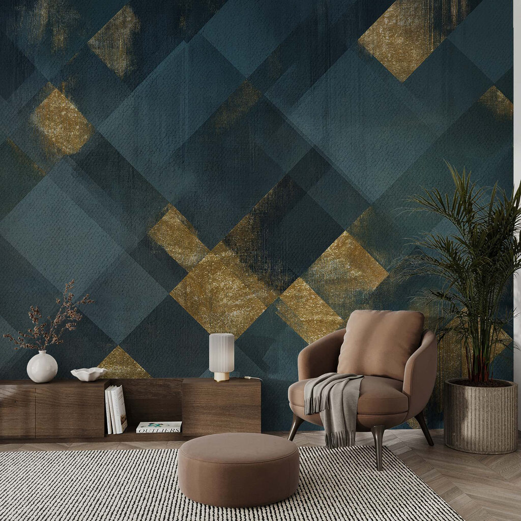 Artistiek geometrisch patroon met contrast — interieur 1