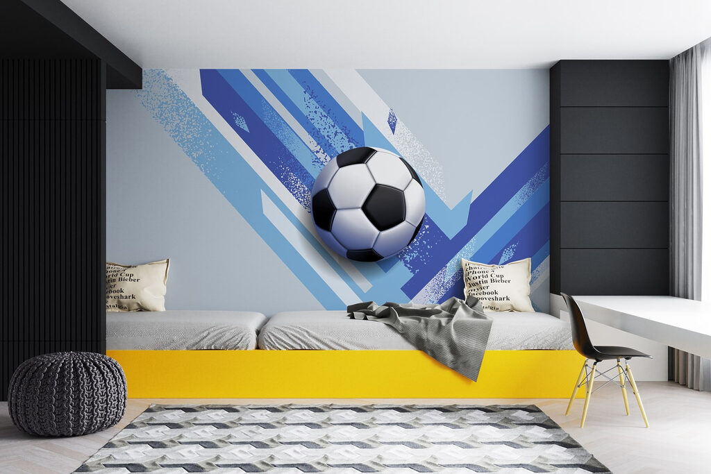 Voetbal op een blauwe en witte achtergrond — interieur 2
