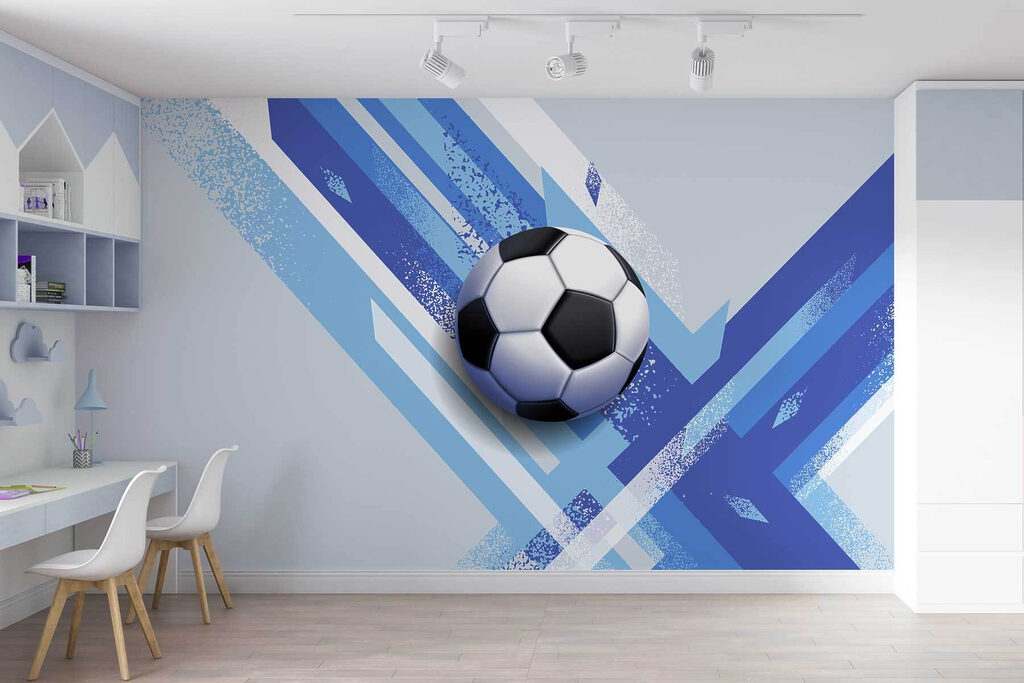 Voetbal op een blauwe en witte achtergrond — interieur 3