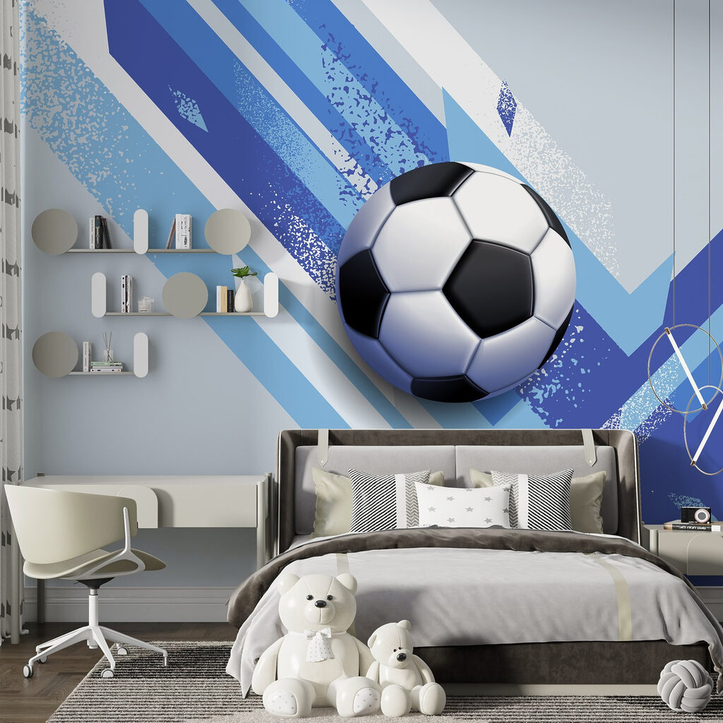 Voetbal op een blauwe en witte achtergrond — interieur 4