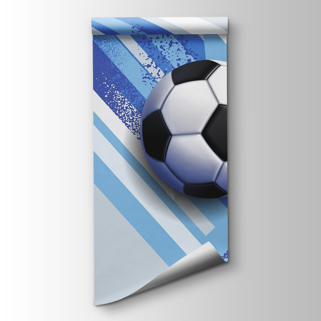 Voetbal op een blauwe en witte achtergrond — productweergave