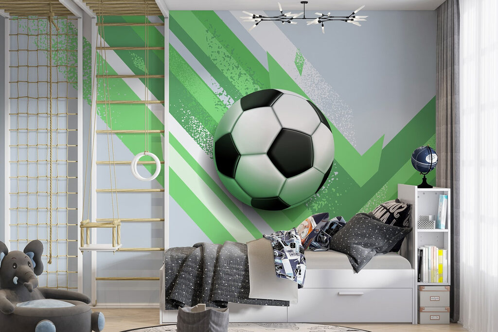 Voetbal tussen schuine kleurbanen — interieur 1