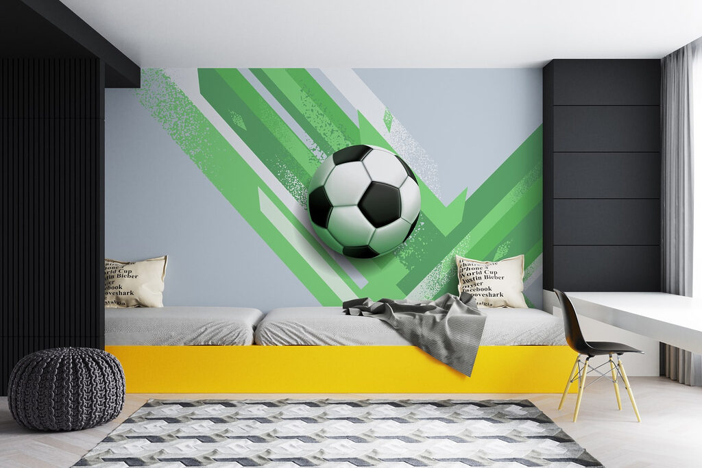 Voetbal tussen schuine kleurbanen — interieur 2