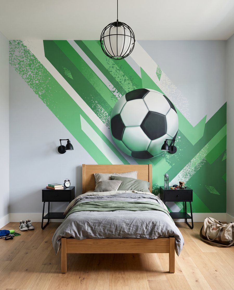 Voetbal tussen schuine kleurbanen — interieur 2