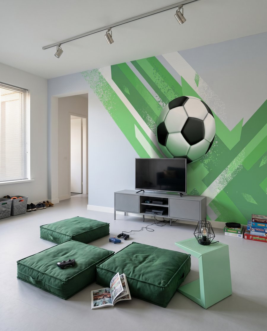 Voetbal tussen schuine kleurbanen — interieur 3
