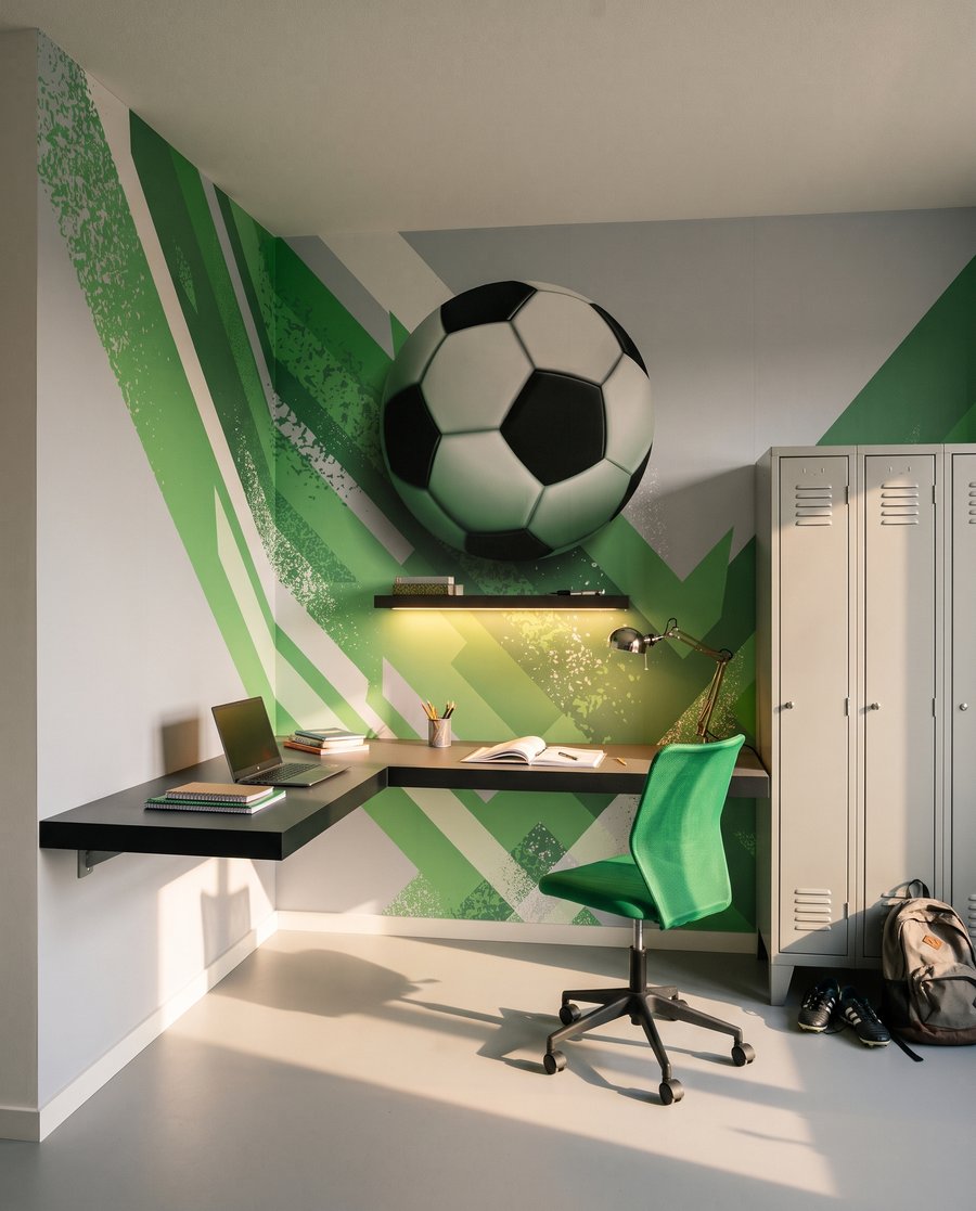 Voetbal tussen schuine kleurbanen — interieur 4