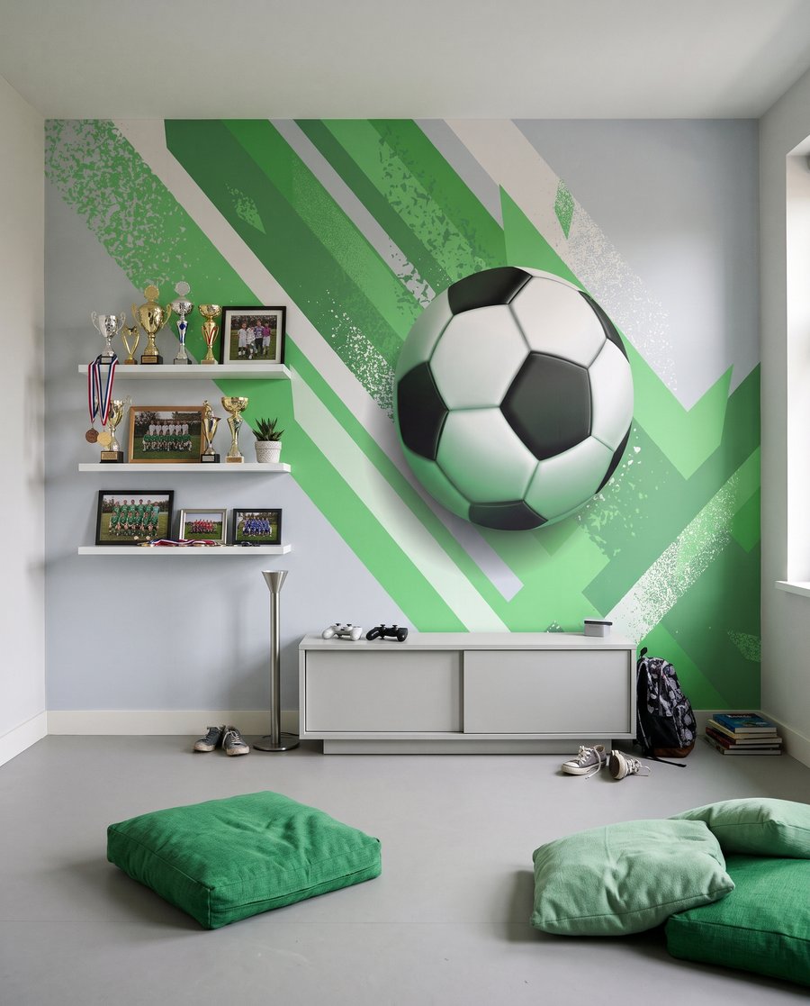 Voetbal tussen schuine kleurbanen — interieur 5