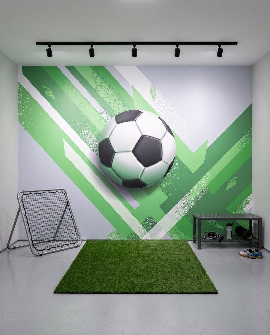 Voetbal tussen schuine kleurbanen — interieur 6