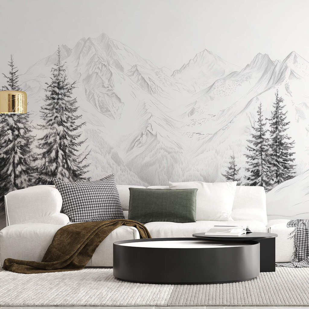 Dennen langs witte bergtoppen — interieur 3