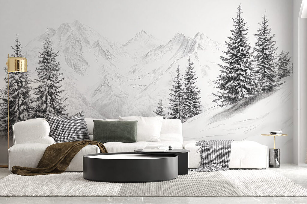 Dennen langs witte bergtoppen — interieur 4