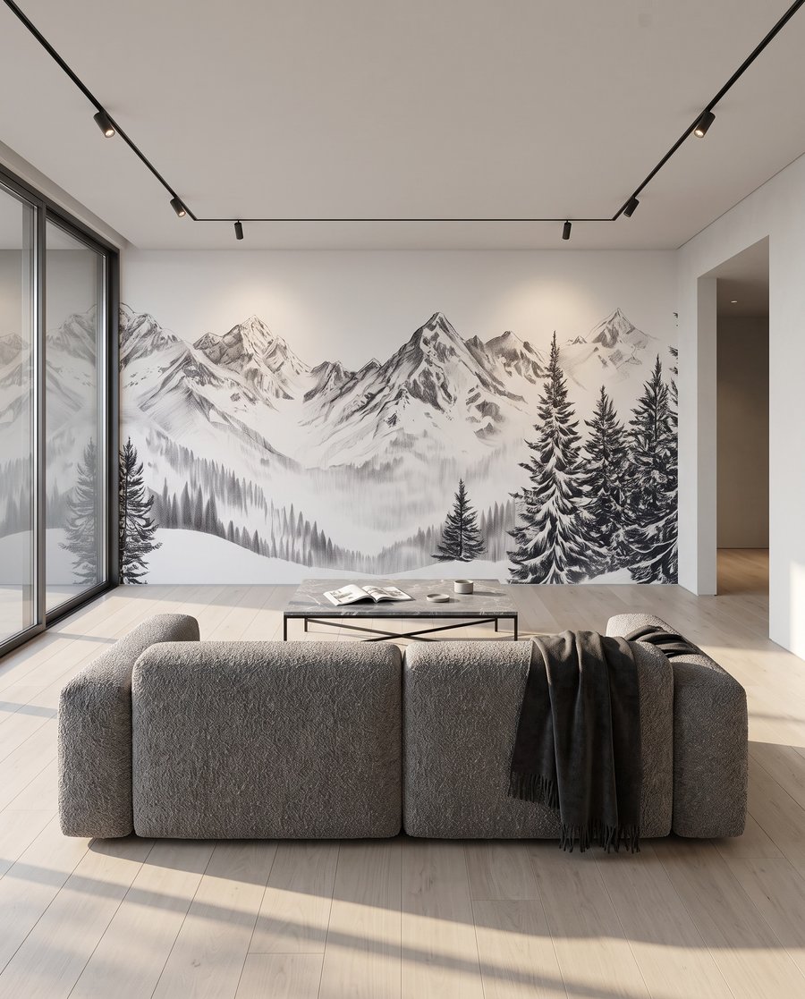 Bergkam tussen donkere dennen — interieur 4