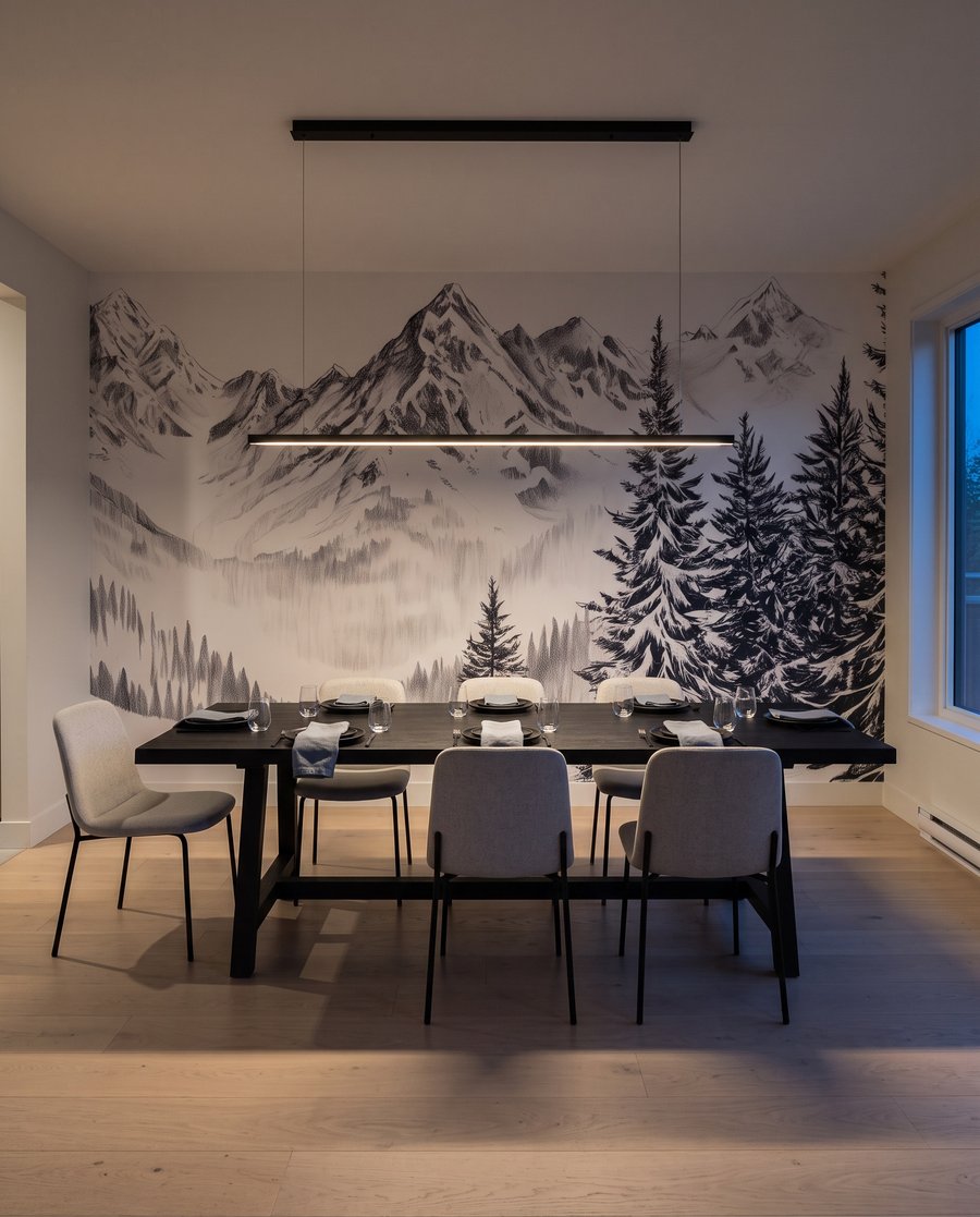 Bergkam tussen donkere dennen — interieur 5