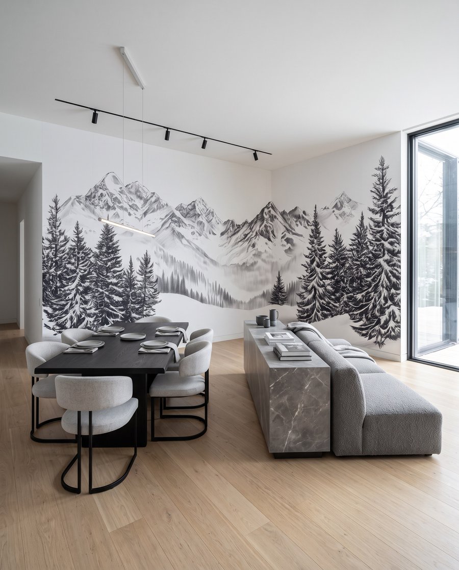 Bergkam tussen donkere dennen — interieur 6