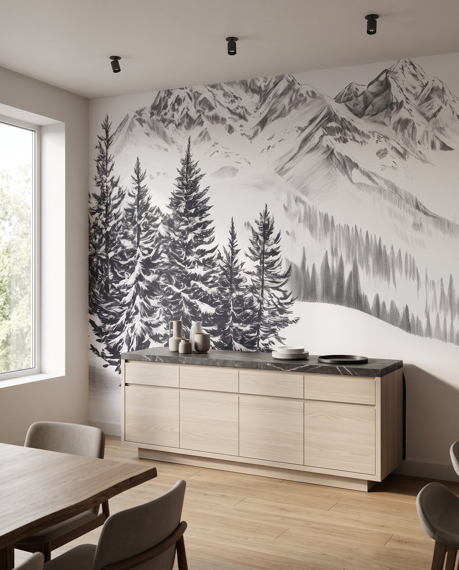 Bergkam tussen donkere dennen — interieur 7