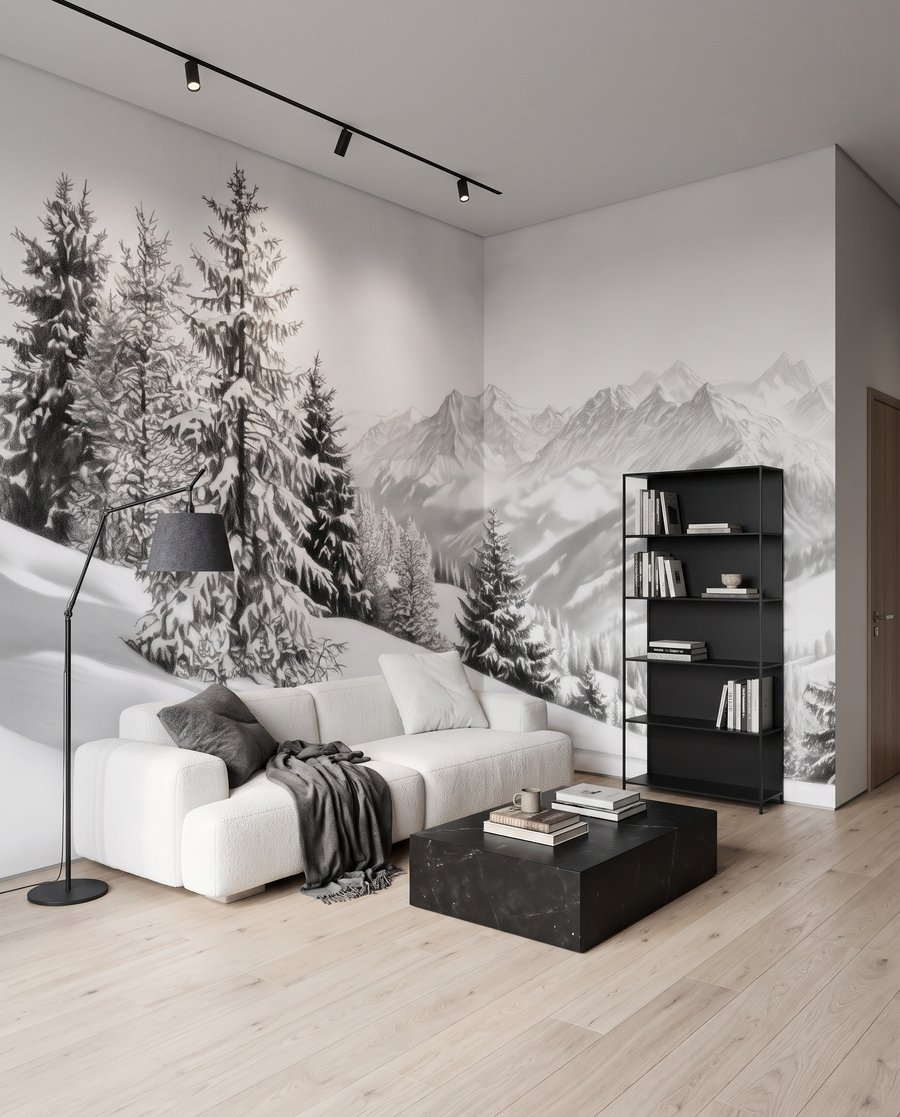 Sneeuwhelling met een vergezicht in een interieur