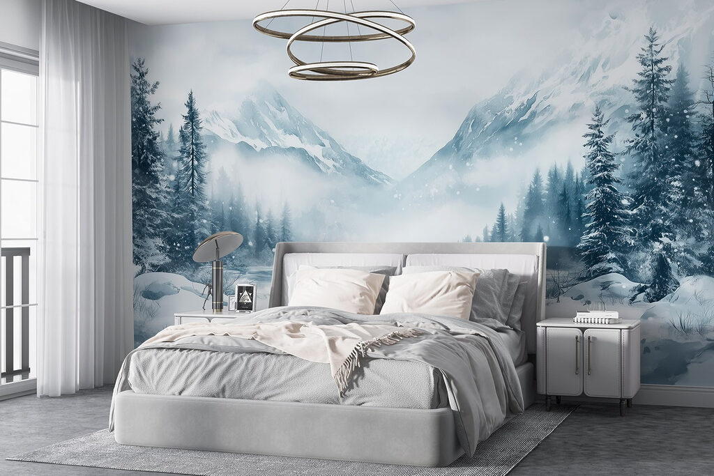 Bevroren rivier tussen dennen — interieur 1