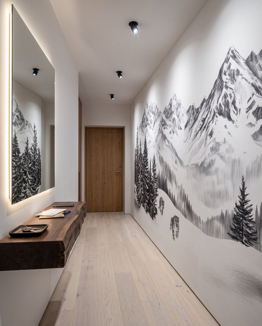 Vogels boven witte toppen — interieur 4