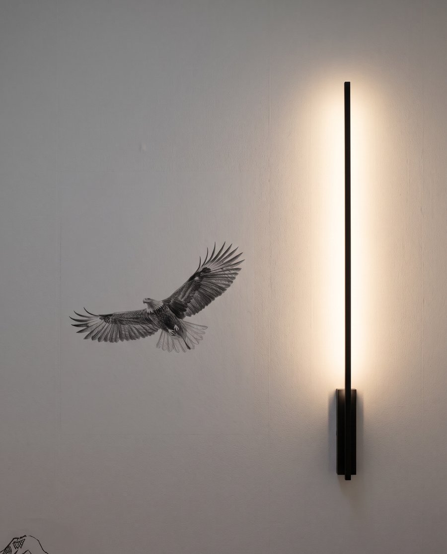 Vogels boven witte toppen — detail