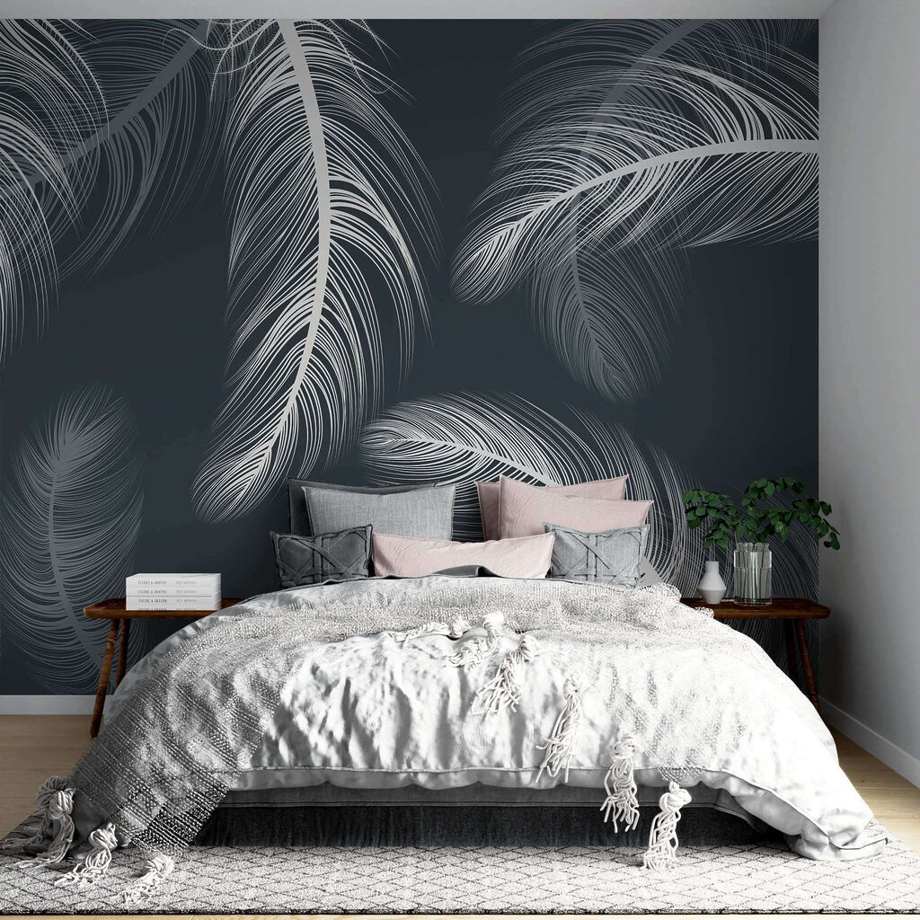 Lange veren rondom wit — interieur 1
