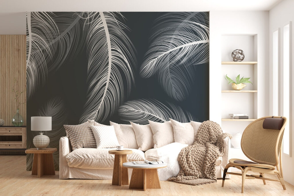 Lange veren rondom wit — interieur 2