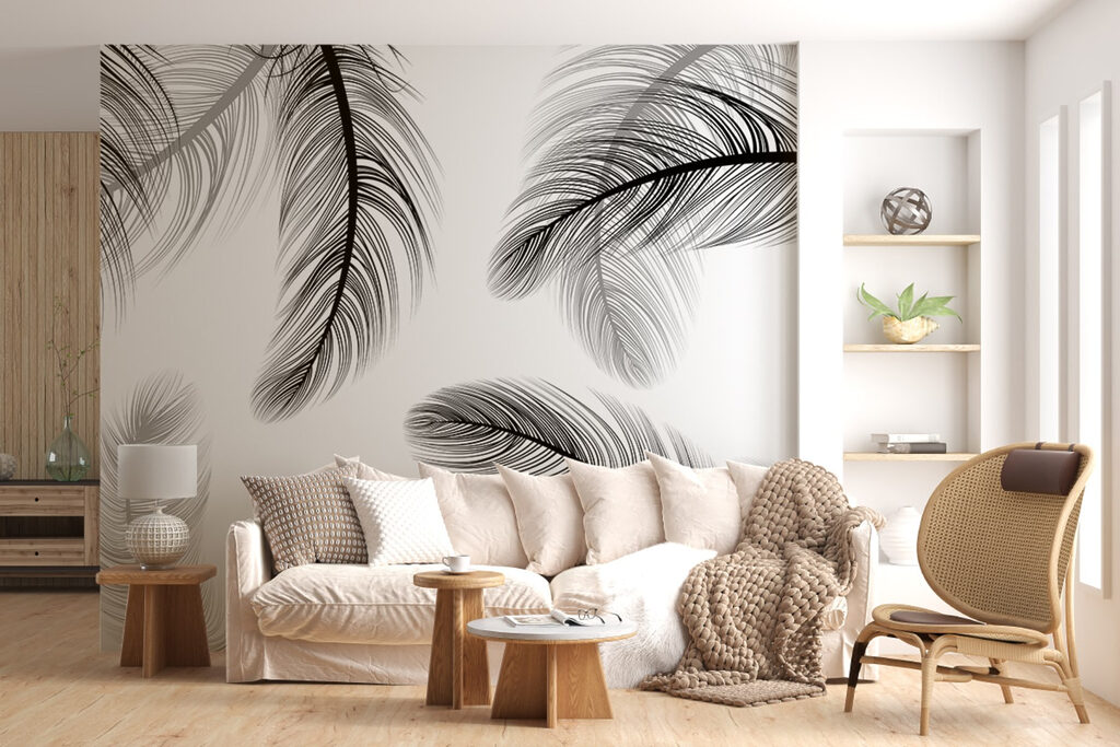 Groep zwarte en witte veren — interieur 2