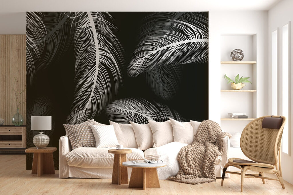 Lange veren rondom wit — interieur 2