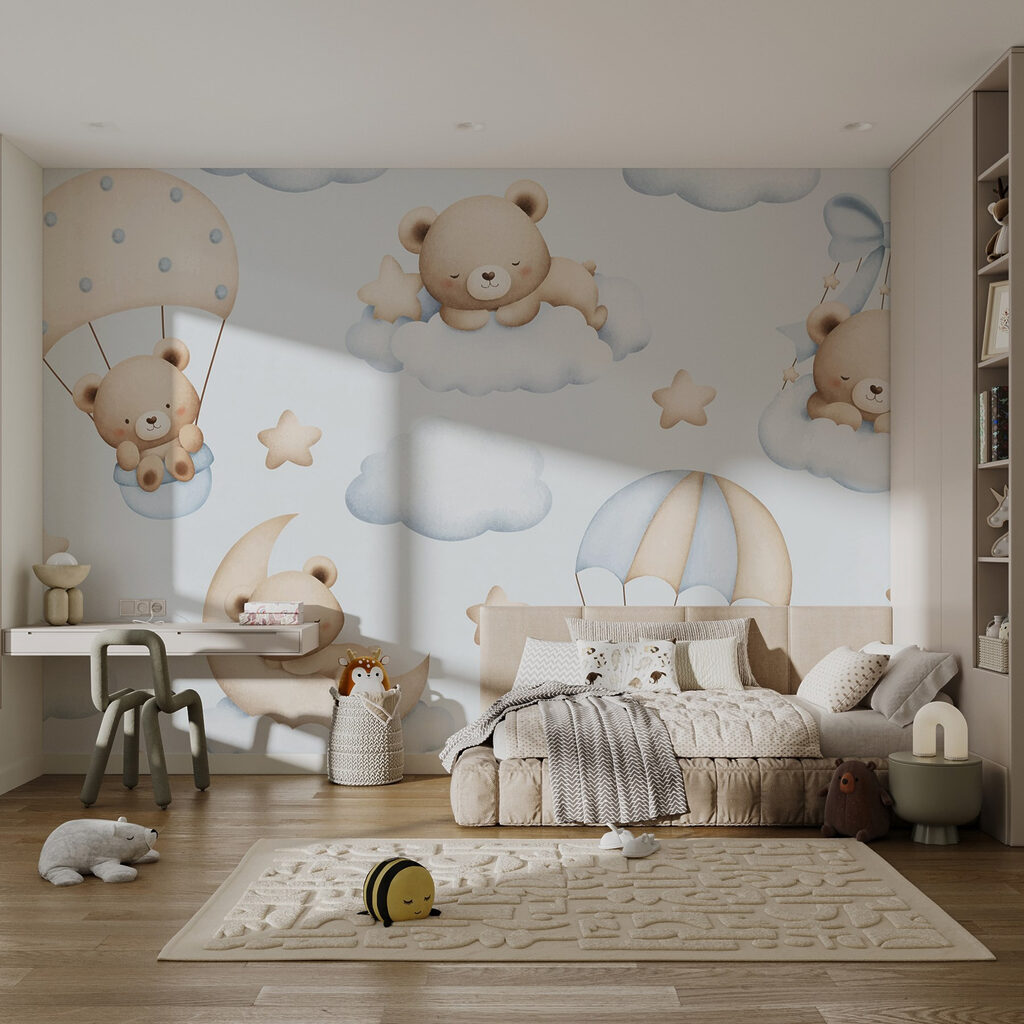 Naadloos patroon van teddyberen in een interieur
