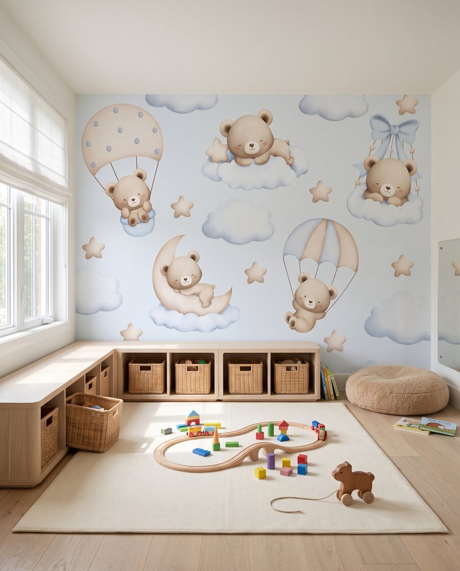 Beertjes op een wolkenreis in een interieur