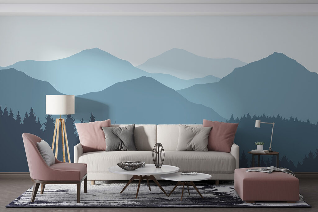 Landschap van bergen en bomen — interieur 2