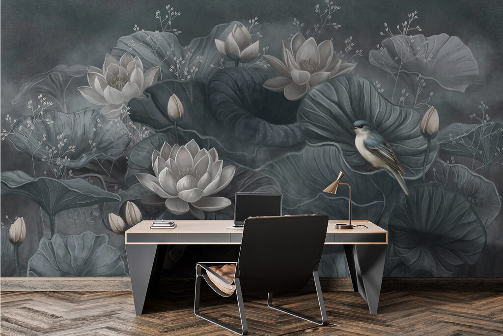 Lotusbloemen in donkere tinten — interieur 4