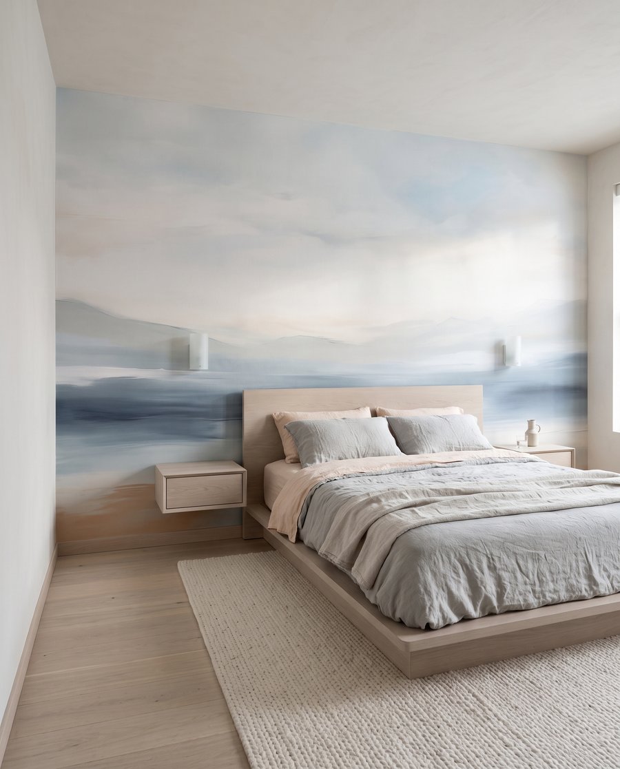 Zee in vervagend blauw in een interieur