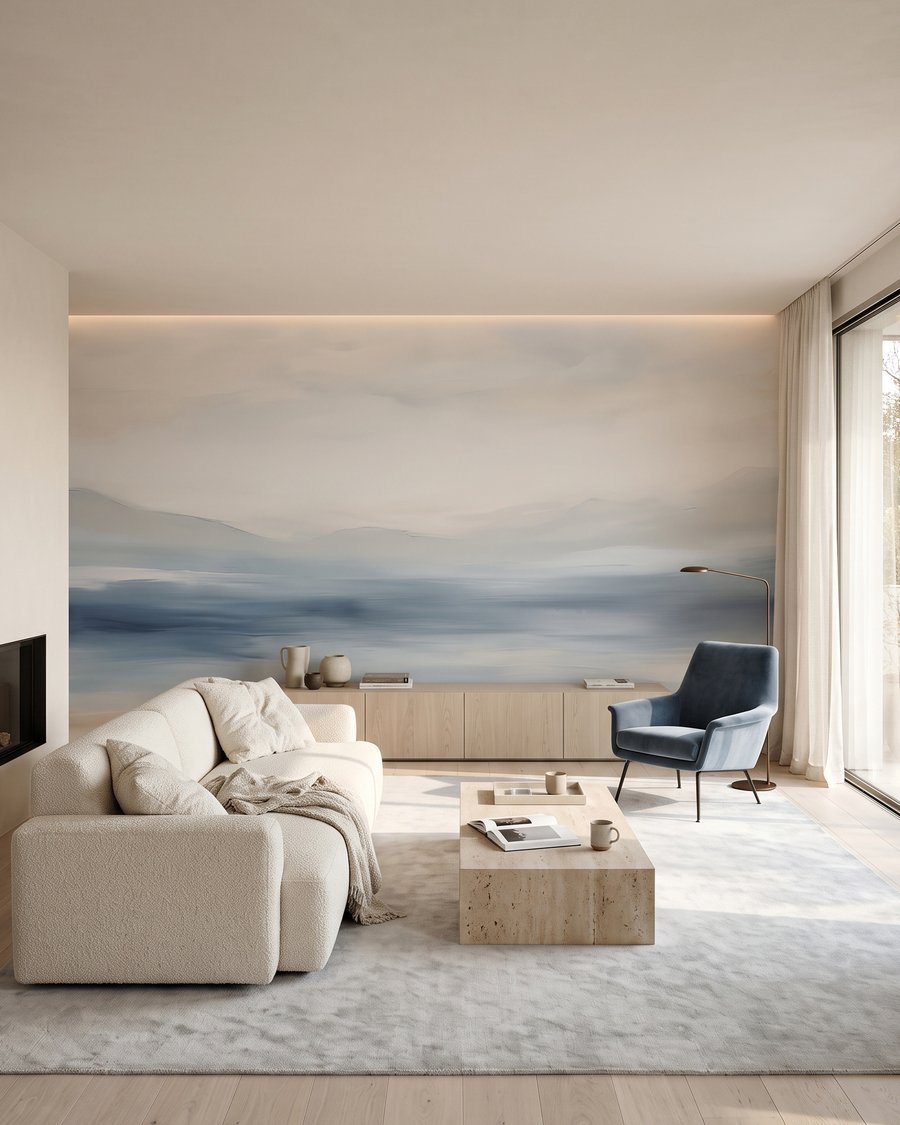 Zee in vervagend blauw in een interieur