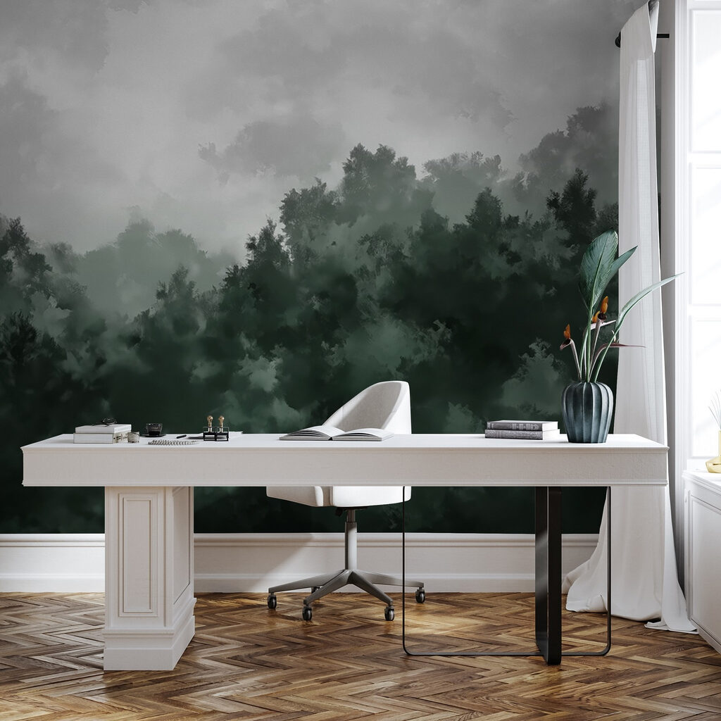 Groen bos onder wolken — interieur 2