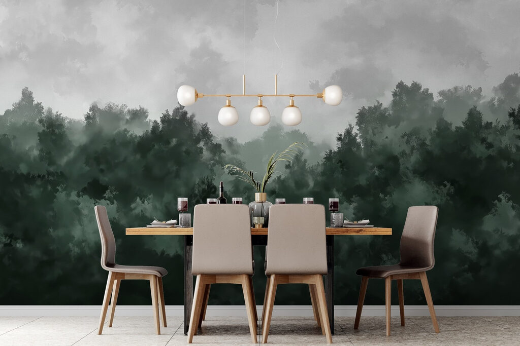 Groen bos onder wolken — interieur 4