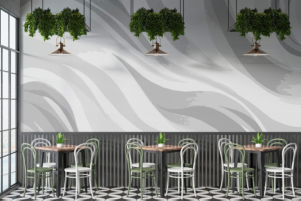 Vloeiende kleurbanen in tegenrichting — interieur 3