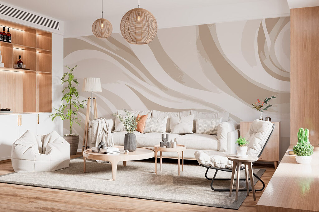Vloeiende kleurbanen in tegenrichting — interieur 1