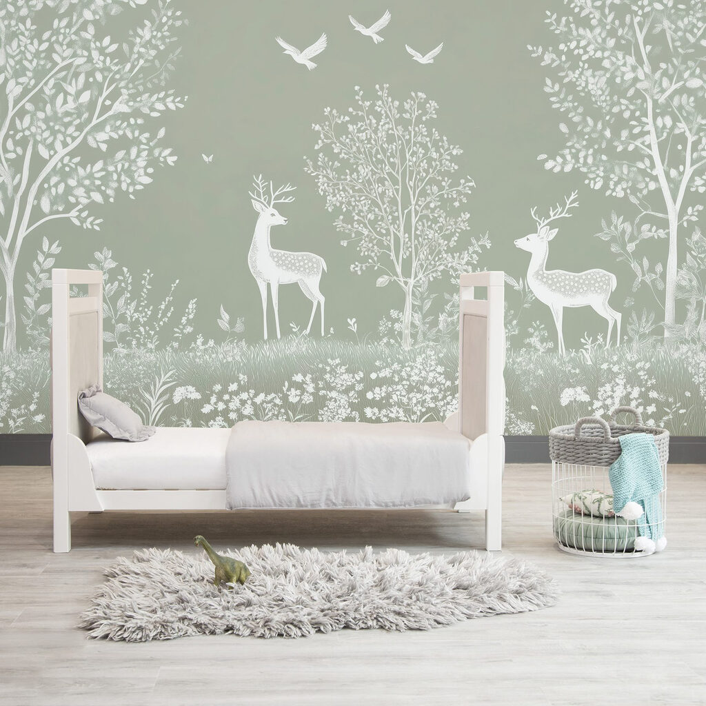 Witte herten tussen boomsilhouetten — interieur 5