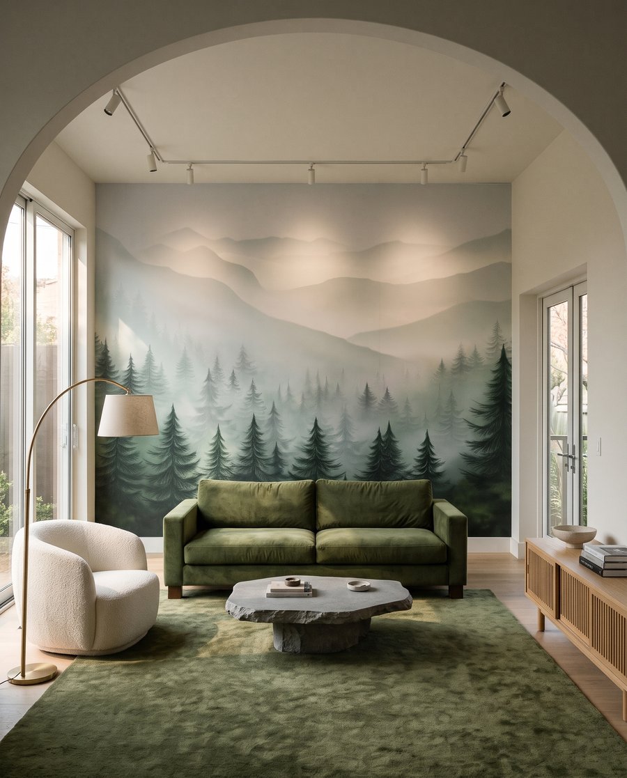 Dennen verdwijnen in grijs — interieur 4
