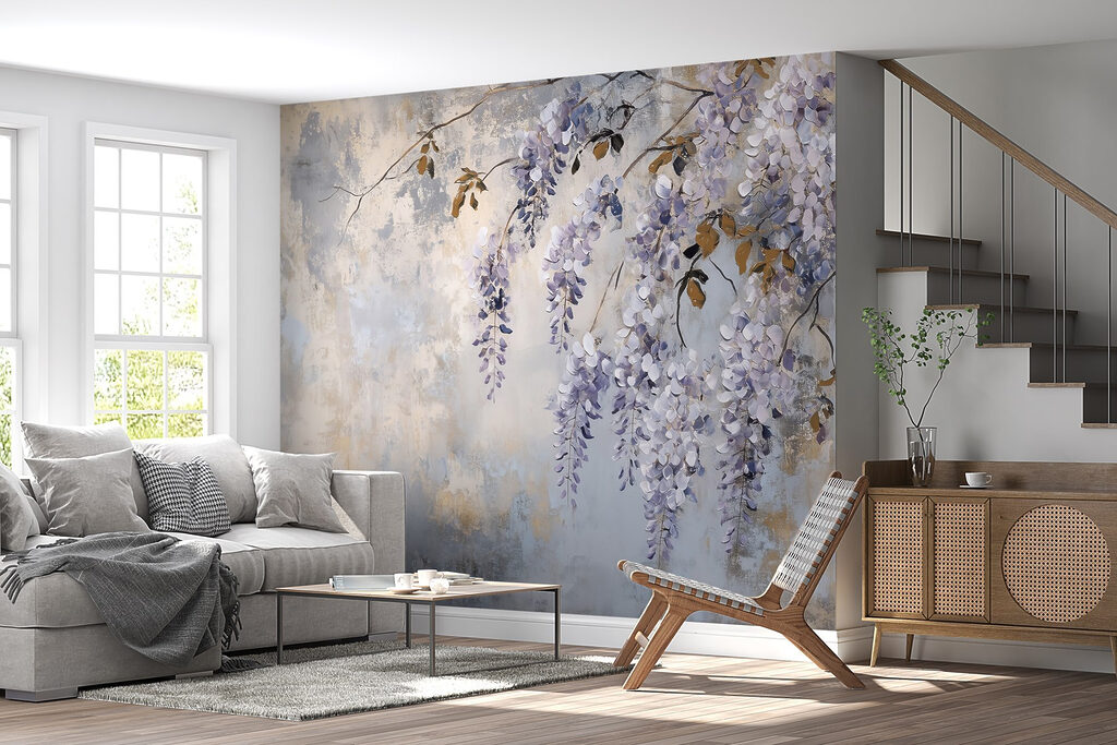 Paarse bloesem op patina — interieur 6