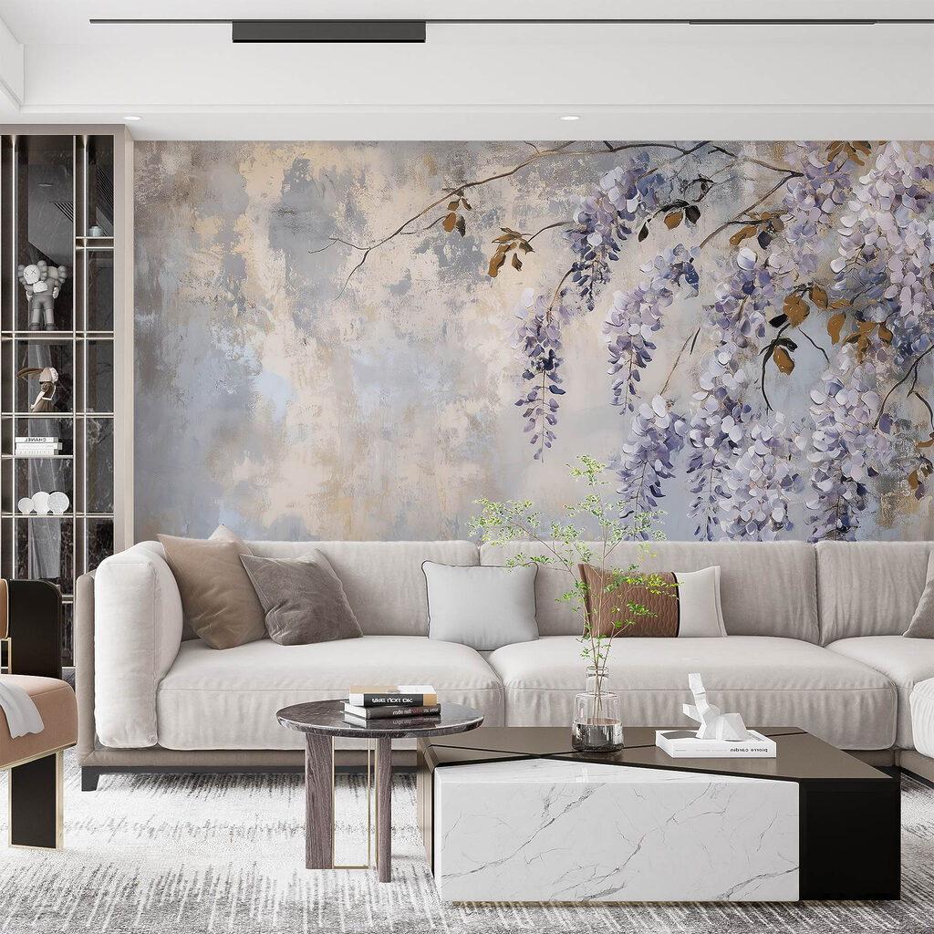 Paarse bloesem op patina — interieur 7