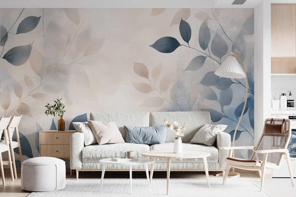 Blauwe takken in ochtendwaas — interieur 2